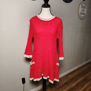 Youshi Red and Cream Textured Dress/Top Medium